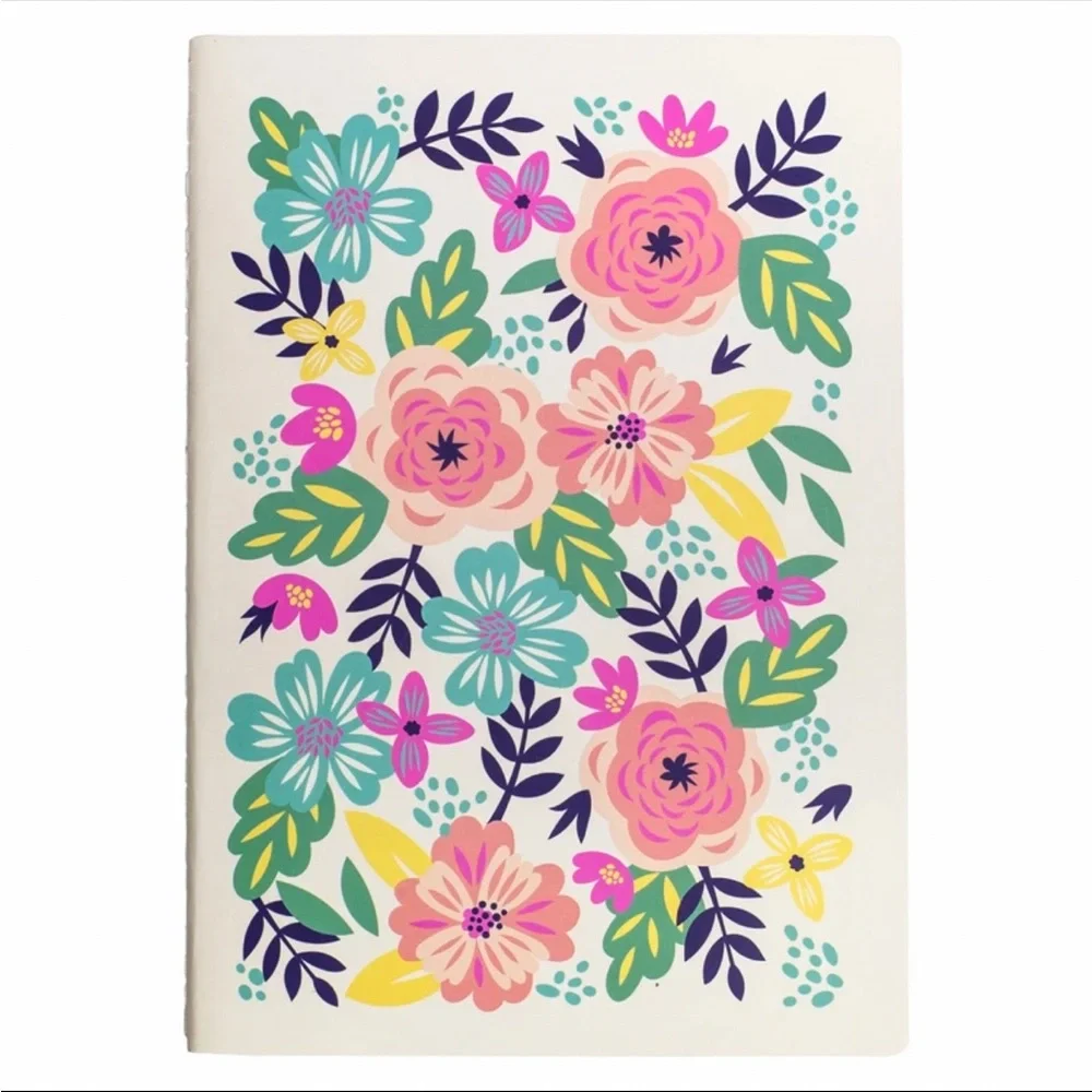 Steel Mill & Co. Mint Floral Lined Stitch Bound Notebook Set of Three 8.5